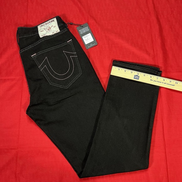 True Religion Jeans Mens Size 33x32 Gino Relaxed Slim Black Denim Rinse Black - Picture 1 of 13